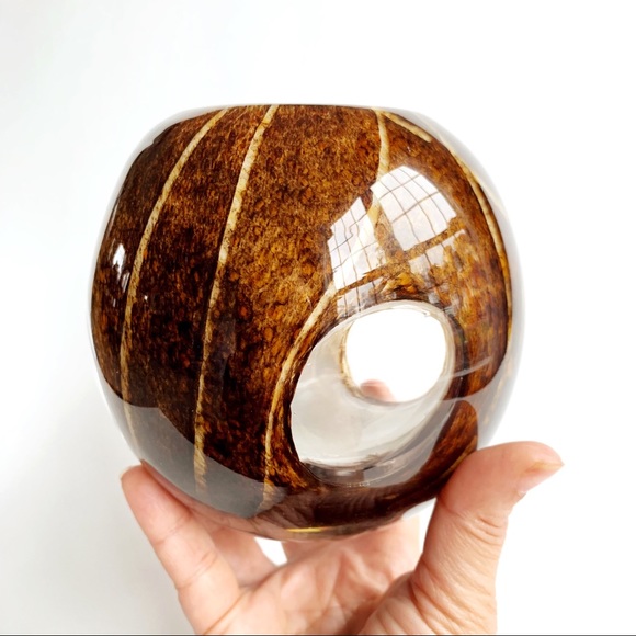VTG Hand blown glass ball vase